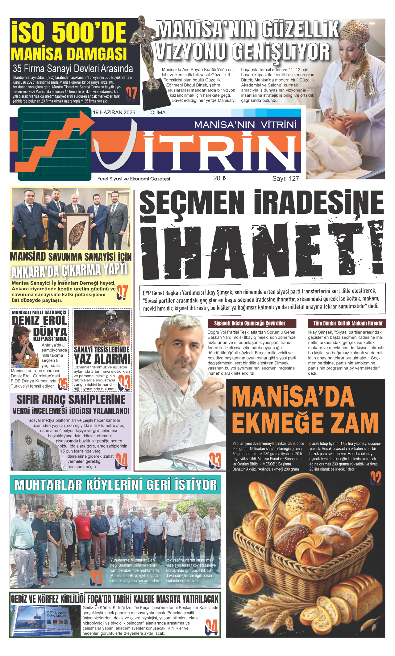 19 Haziran 2026 Vitrin Gazetesi