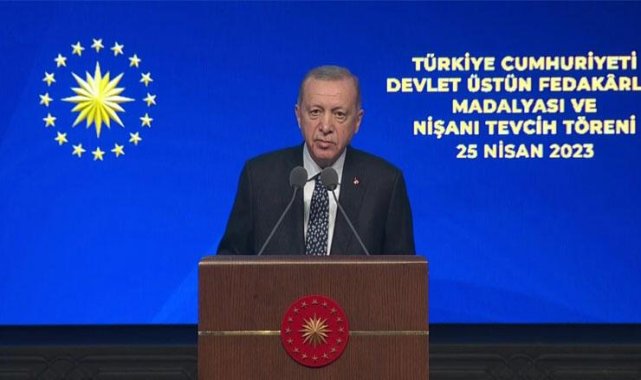 Üstün fedakarlık madalyası töreni! Cumhurbaşkanı Erdoğan'dan açıklamalar