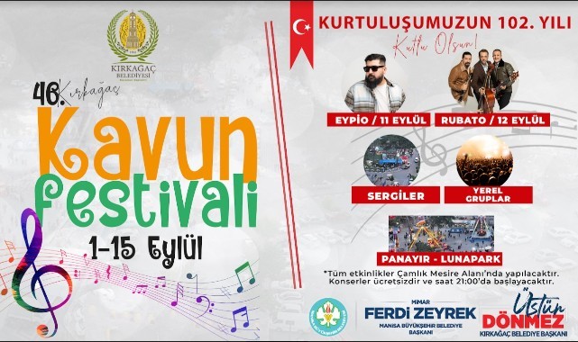 Kırkağaç’ın 102. Kurtuluş Yılı ve Kavun Festivali Coşkuyla Kutlanacak