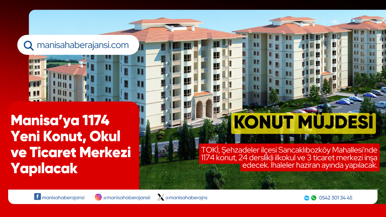 Manisa’ya 1174 Yeni Konut, Okul ve Ticaret Merkezi Yapılacak
