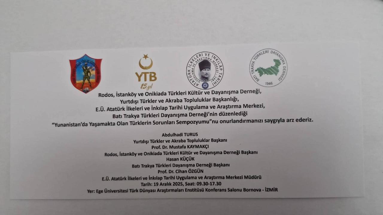 Yunanistan’daki Türklerin Sorunları İzmir’de Masaya Yatırılacak