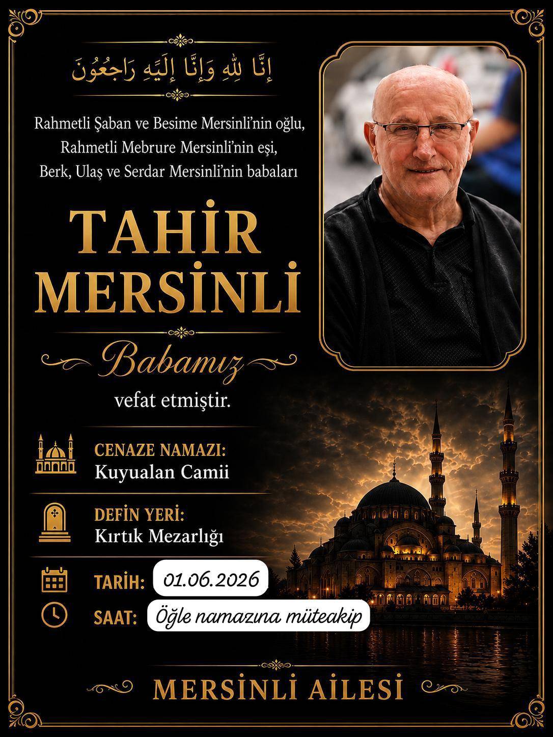 Berk Mersinli'nin Acı Günü: Tahir Mersinli Vefat Etti